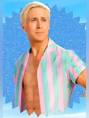 Barbie The Movie Ken Doll in Pastel Stripe Beach Set Ryan Gosling